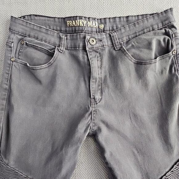 Franky Max Jeans Men's W36 L30 Tapered Gray Wash Moto Biker Reinforcement Denim - Picture 16 of 16